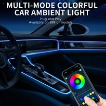 APP Control Car Interior LED Light Bar, RGB 5 In 1 Ambient Light Kit, 275.59 Inch Fiber Optic 8 Color Car Neon Lights Synchronized Music, Automotive Products LED Strip Lights, Car Accessories Dirt Bike Accessories, Carplay Para Auto Men Women