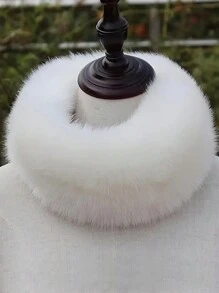 1 件奢华仿狐狸毛领围巾 - 柔软、毛绒、优雅纯色长条围巾，适合女士 - 加厚保暖颈巾，适合秋冬季节 - 彩色 - 查看 10