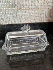 KIT Butter Dish With Lid Crystal Pearl Wolff + SUGAR BOWL + GIFT (SPATULE) - BUTTER DISH 17CM - View 2