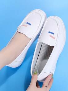 女士护士鞋小白皮鞋户外舒适步行运动鞋超轻缓冲软底防滑工作休闲运动鞋 - 白色616 - 查看 7