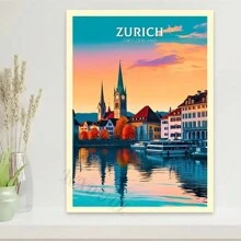 1pc Nordic Retro Holiday Travel City Venice Algarve Travel Pictures Room Life Canvas Painting Printing Artist Home Wall Decoration Poster Canvas Unframed,Wall Art Coastal Decor Coastal Decor Beach Decor