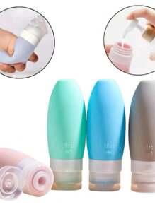 Kit 4 Cosmetic Bottles 90ml Silicone For Travel Portable Shampoo Cream Lotion Soap - Bộ 4 Frasco 90ml (AB-308) (1 Bộ) - Xem 5