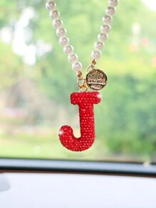 1pc Red Ceramic Letter Car Interior Hanging Decoration - one-size - View 13