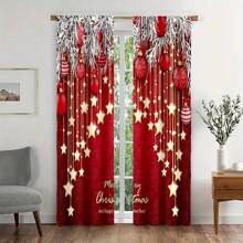 2 juegos de cortinas con temas navideños y de Año Nuevo, de tela mate de doble cara, con alta opacidad, adecuadas para la sala de estar, el dormitorio y la decoración del hogar, con perforación para barra