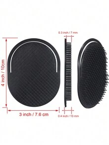 2 dụng cụ mát xa da đầu màu đen cầm tay lược tròn tắm gội dụng cụ làm sạch tóc - màu đen - Xem 5