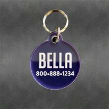 定制钥匙扣 - 宠物标签，现代风格，个性化，支持名称定制，圆形亚克力材质，适用于狗、猫、宠物 - 1 件 - 彩色 - 查看 2