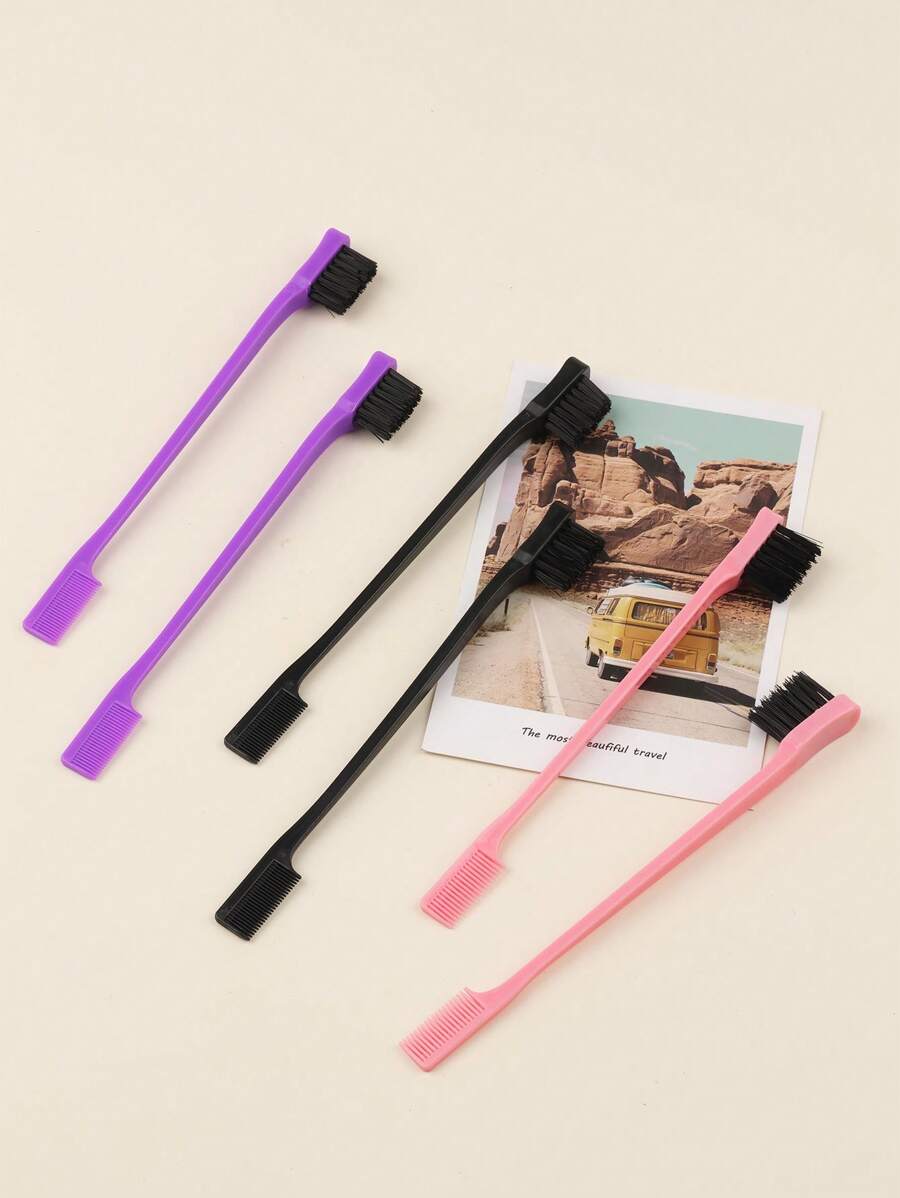 2pcs Double Head Eyebrow Brush -Hair Edge Brush Eyebrow Brush Double Head Brush Hair Styling Accessories Suitable For Barber Salon Uses