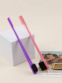 2pcs Double Head Eyebrow Brush -Hair Edge Brush Eyebrow Brush Double Head Brush Hair Styling Accessories Suitable For Barber Salon Uses