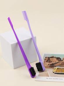 2pcs Double Head Eyebrow Brush -Hair Edge Brush Eyebrow Brush Double Head Brush Hair Styling Accessories Suitable For Barber Salon Uses