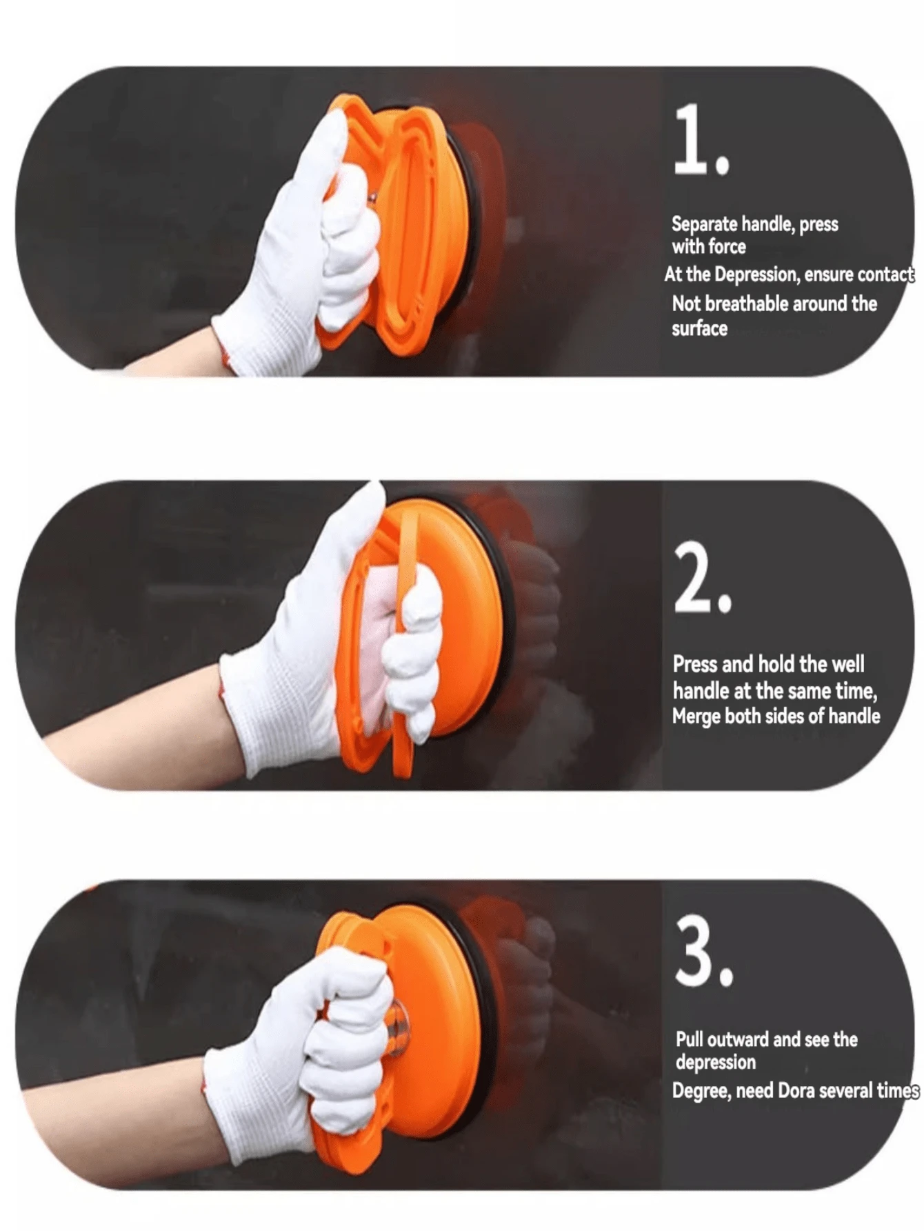 2pcs Vacuum Suction Cup Puller Tool Kit, Car Dent Repair, Glass Tile