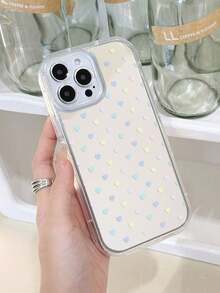 1 Ốp điện thoại mềm họa tiết trái tim dễ thương INS có thiết kế gương đục lỗ trong suốt, ốp bảo vệ chống trượt tương thích với iPhone 11/12/13/14/15 Pro Max - Nhiều màu - Xem 3