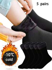 1/3/5 Pairs Women Middle Tube Socks, Women High Elastic Warm Socks, Solid Color Warm Socks Suitable For Men And Women Daily Wear