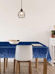 3pcs 137*274cm/54*108in Disposable Party Tablecloth, Blue Gradient Gold Powder Pattern Tablecloth, Suitable For Various Theme Parties And Daily Decoration Use - Blue - View 4
