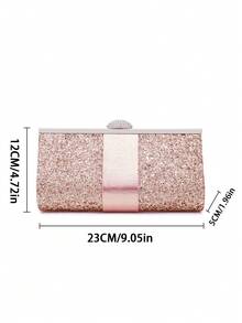 这款迷人而精致优雅的女士手提包饰有低调奢华的亮片。时尚奢华的方形晚宴包和晚餐包，饰有闪亮的水钻，适合派对女孩、女性和新娘。它们是派对、婚礼、舞会、晚宴/宴会的完美选择。 - 粉色 - 查看 3