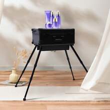 Rolling Makeup Case Trolley Train Box Organizer With Key Travel Cosmetic Luggage - Black - View 4