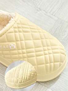 Dép giữ nhiệt thoải mái cho nam và nữ, dép xỏ ngón ấm áp mềm mại hoạt hình mới để sử dụng trong nhà/tại nhà vào mùa đông - Màu vàng - Xem 2