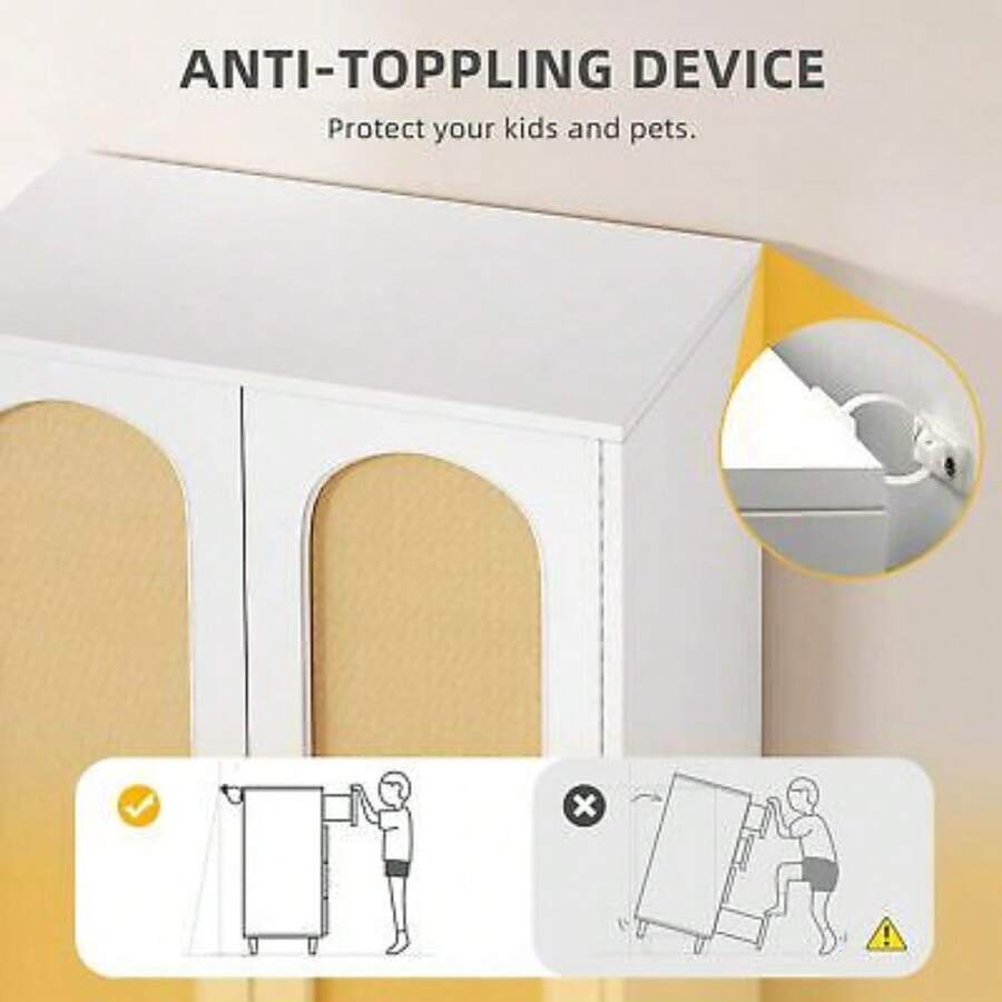 2 Door Wooden Closet Closet Hanging Rod Closet Locker Clothes Storage