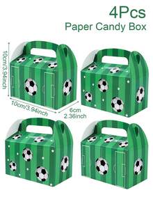 4个足球主题礼盒，足球图案手提包礼盒，适合生日、节日派对和其他场合作为礼品包装 - 足球 - 查看 4