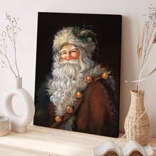 1pcs Santa Claus Portrait Canvas Art - Framed Wooden Wall Decor For Living Room, Bedroom, Office & Restaurant With Framed Ready To Hang - Multicolor - View 4