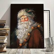 1pcs Santa Claus Portrait Canvas Art - Framed Wooden Wall Decor For Living Room, Bedroom, Office & Restaurant With Framed Ready To Hang - Multicolor - View 5
