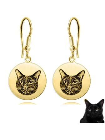 Custom Pet Portrait Stainless Steel Earrings Jewelry Gift Dog Animal Lovers Gift Pet Loss Gifts For Women Cat Mom Jewelry Cat Lover Gift Personalized Gift