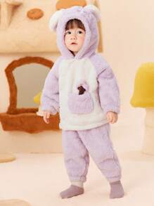 Balabala Áo khoác bé gái Áo khoác mùa đông màu đỏ cổ bẻ dễ thương ấm áp thời trang cho bé gái - Hồng - Xem 2