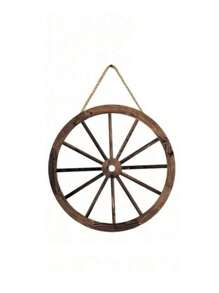 1 件马车轮装饰木制西部牛仔派对装饰复古乡村马车轮木制车轮装饰适用于酒吧车库室内室外 - 彩色 - 查看 9