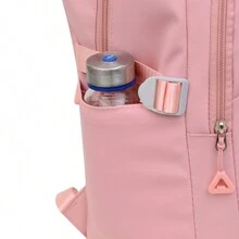 Women's Waterproof Nylon School Backpack With Anti-Theft Pouch On Backpack Back - 淺粉色 - 查看 10