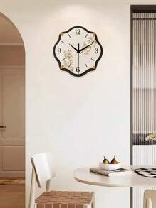 时尚复古时钟材质自然风景动物植物挂钟静音客厅卧室装饰 - 杏色 - 查看 2