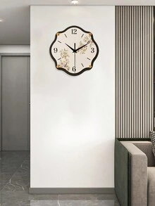 时尚复古时钟材质自然风景动物植物挂钟静音客厅卧室装饰 - 杏色 - 查看 7