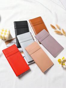 Lång smal plånbok för kvinnor, moderiktig kuvertväska med 12 kortfack, tryckknappsknäppning, vertikal researrangör i PU-läder