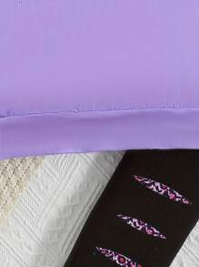 Tween Girl 2024 最新秋季豹纹休闲街头风格圆领长袖上衣和裤子 2 件套 - 紫色 - 查看 4