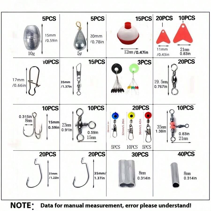 264Piece Fishing Tackle Kit With ABS Storage Box, MultiSpecies Lure