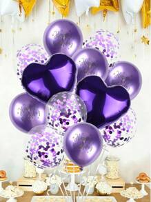 kumozawa 12pcs Heart-Shaped Metal Balloon Set For Birthday (Without Straw) Back To School Valentine Day