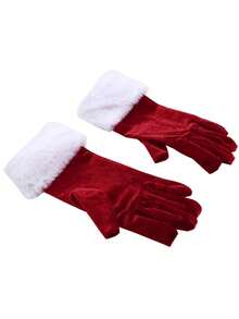 1 双圣诞老人手套、圣诞老人服装配饰、女士圣诞派对配饰 - 圣诞派对角色扮演道具、柔软、温暖、舒适的冬季手套，配有白色毛茸茸的袖口，适合节日派对、拍照和角色扮演活动 - 彩色 - 查看 6