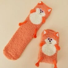 Miniso Colección de pollo DunDun Calcetines caseros cálidos de invierno suaves y agradables para la piel bonitos y encantadores - Naranja - Ver 3