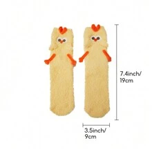 Miniso Colección de pollo DunDun Calcetines caseros cálidos de invierno suaves y agradables para la piel bonitos y encantadores - Naranja - Ver 8