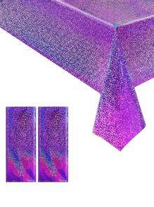 2 件粉色全息激光桌布，亮粉色塑料桌布，54 英寸 X 108 英寸铝箔一次性矩形桌布，适用于生日派对、婚礼周年纪念、单身派对餐桌装饰 - 彩色 - 查看 17