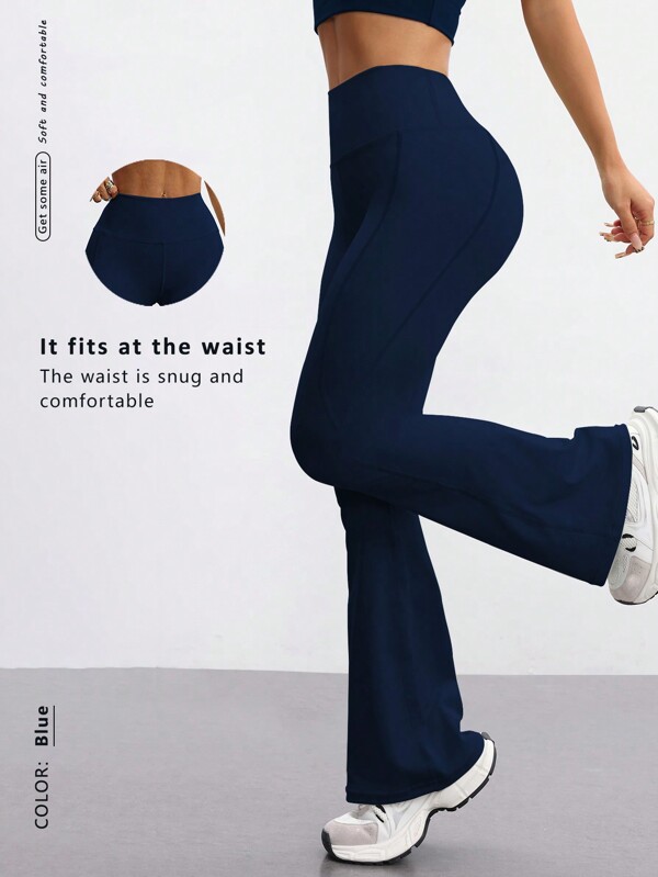 FWH Fashionable Casual Simple Butt-Lifting Peach Butt Fashion Elegant Streetwear Retro Slimming Low-Key Luxury Leg-Lengthening Classic Simple High-End Slimming High-Waist Versatile Flared Pants New European Style Waist-Toning Fitness Wide-Leg Yoga Pants Tights