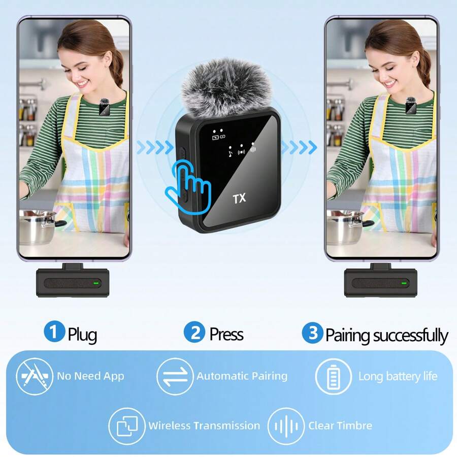 Professional Wireless Lavalier Microphone For Android, IPhone IPad With