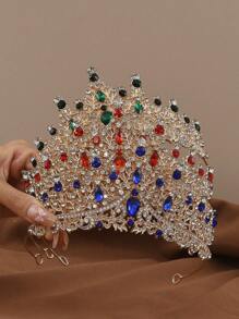 1 Stück Braut Kopfschmuck Europäischen Luxus Kristall Tiara Krone Für Frauen Party Hochzeit Prinzessin Strass Braut Krone Haar Zubehör