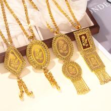 1pc Vintage Rose Pattern Oval Square Pendant Necklace Is Suitable For Ladies To Wear For Daily Holiday Parties Valentines,Mom,Mother,Mother's Day,Gift