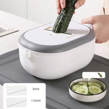 1 Máy cắt rau củ đa năng, máy thái khoai tây & cà rốt, máy bào có giỏ lọc nước, máy tách lòng trắng trứng - Xám - Xem 6