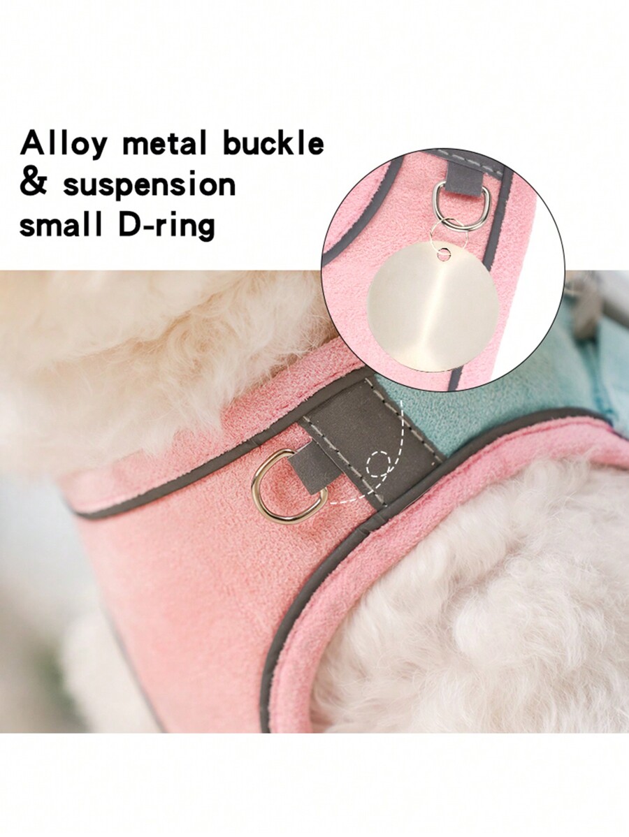 1pc Reflective Soft Suede Step In Harness+Leash Set Adjustable Dog