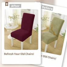 Ystyle Chair Covers With Backrest 4/6 Pieces, Stretch Chair Cover, Universal Chair Covers For Dining Room Kitchen, Washable Removable, Easy To Clean And Durable - Burgundy - View 6
