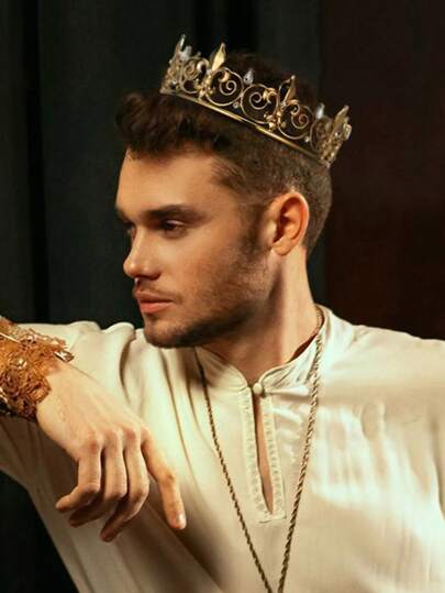 Corona/tocado de tipo cosplay de caballero rey, corona de metal vintage unisex para príncipe/princesa de palacio, para bar, fiesta de Halloween, concurso de belleza, celebraciones