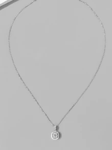 Collar zirconia cúbica cuadrado accesorio plata