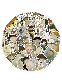 50pcs Nara Yoshitomo Cartoon Stickers, Creative Graffiti Sticker Pack, Suitable For Decorating Phone, Diary, Luggage, Laptop, Water Cup, Party & Holiday Gifts - Multicolor - View 9