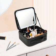 Reise Make-up Tasche mit Spiegel, Make-up Organizer mit einstellbaren Trennwänden, wasserdichte Make-up Organizer Tasche 26 * 23 * 11cm, Boho Vibes