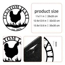 1 件定制金属鸡舍标牌、金属鸡舍徽标、趣味鸡舍装饰、农舍墙壁装饰、鸡舍装饰、金属工艺品、鸡徽标 - 黑色 - 查看 7